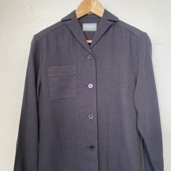Vintage Long Sleeve Lat Naylor Think Tank Herringbone Button Up Gray - Picture 4 of 9
